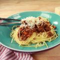 Köttfärssås och spaghetti