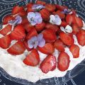 Pavlova med jordgubbar och rabarber
