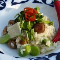 Risotto med champinjoner, bondbönor och chili