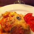 Vegetarisk krämig lasagne med zucchini.