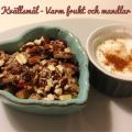 Varm frukt med mandeltäcke