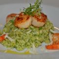 Grön Risotto med Skaldjur på toppen...