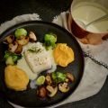 Skrei med brynt smörsås och sötpotatispuré