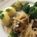 Vegansk pannbiff med löksås