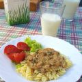Zucchinigryta med champinjoner och purjolök