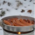 Pulkaåk och korvgrillning